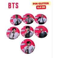 BTS 44mm Bangtan Glitter buttom Pin BTS Freebies Kpop Pin Button Pin Glitter 4.4cm