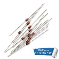 100Pcs Zener Diode 1N4744A DO-41 1W 15V 1N4744 IN4744A IN4744