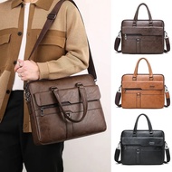 Leather Briefcase For Men Boston Handbag Laptop Document Folder Shoulder Business Vintage Messenger Crossbody Side Designer Bag