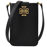 TORY BURCH 141000 品牌LOGO荔枝皮革斜背手機包.黑