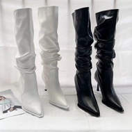 Pointed Toe Stiletto High Heel Boots Do Not Fall Off Pile Boots