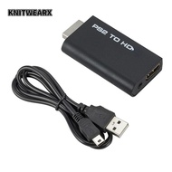 KNITWEARX Converter, PS2 to HDMI HD Cable Adapter, Portable 480i/480p/576i 3.5mm Audio Output Game t