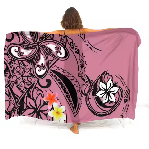 Pacific Island Ethos Shawl Beach Scarf Sarong 2024 Hawaiian Sarong Seaside Custom Polynesian Sarong 