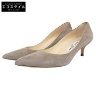 二手 Jimmy Choo 麂皮 AZA 尖頭高跟鞋，女款，灰色，尺寸 36 1/2。