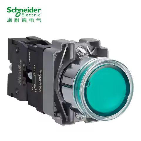 Schneider Electric Self-Resetting Illuminated Green Normally Open Push Button Switch XB2BW33B1C 24V 