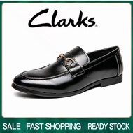 Clarks_รองเท้าผู้ชาย รุ่น สีดำ รองเท้าหนังแท้ รองเท้าทางการ รองเท้าแบบสวม รองเท้าแต่งงาน รองเท้าหนัง