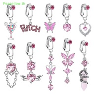 Peacellow New Faux Belly Fake Belly Piercing Heart Zircon Clip On Umbilical Navel Fake Piercing Cart