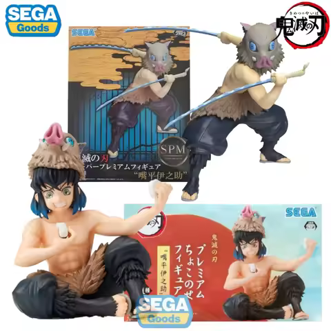Original Genuine SEGA SPM Demon Slayer Hashibira Inosuke Sitting And Eating Rice Balls Ver PVC Anime