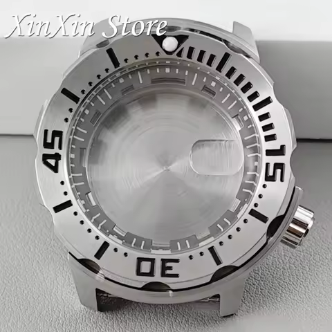 Grey ring 43mm S Crown Stainless Steel Silver Watch Case Monster Case 3.8 Screw Crown For NH34 NH35 