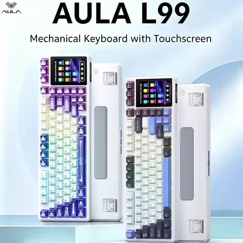 AULA L99 96% Mechanical Keyboard 3.98in Smart Touch Screen Gasket Hot Swap 8000mAh Tri-mode BT5.1 Wi