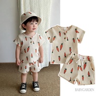 toddler Baby boy Easter 2pcs Set  Carrot Print Short Sleeve Crew Neck T-shirt with Shorts