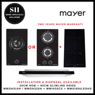 MAYER *FREE 5PC COOKWARE SET* MMGH310H/MMGH320H + MMIH30CS + MMSI900LEDHS 30CM DOMINO GAS HOB + 90CM SLIMLINE HOOD - 2 YEARS MAYER WARRANTY + FREE DELIVERY