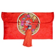 [特價]摩達客農曆新年春節◉綢緞布橫式雙魚流蘇藝術紅包袋單入