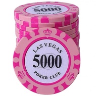 【SG Supplier】Las Vegas ABS $5000 Poker Chip 14g Clay inlaid w iron Poker Chip Mahjong/Poker Chip Tex