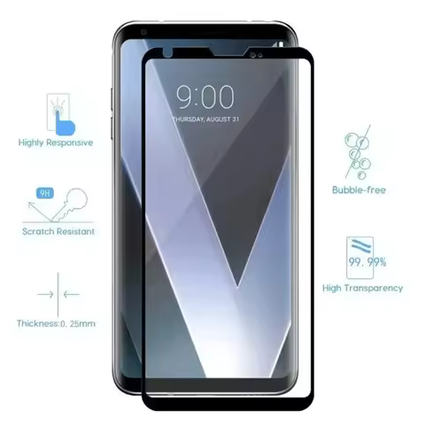 3D 9H Full Cover Black Screen Protector For LG V30 V40 Plus V50 V60 Velvet 5G Tempered Glass Protect