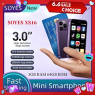 2024 New SOYES XS16 Mini 4G Smartphone Quad Core 3.0inch HD Screen 3GB RAM 64GB ROM WIFI Bluetooth FM Radio 2000mAh Dual SIM Android 10.0 Mobile phone