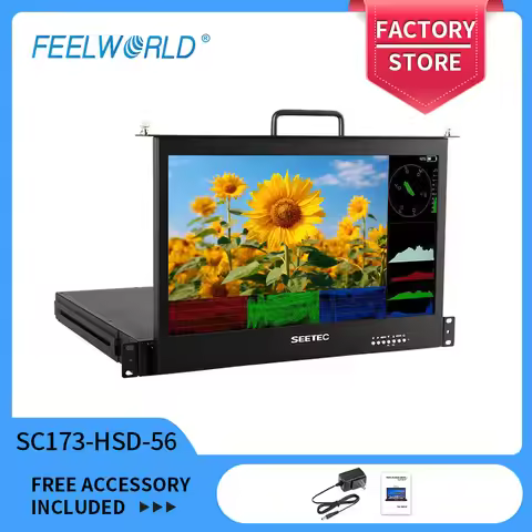 Feelworld Broadcast Director Monitor SC173-9HD-56 17.3 Inch 1RU Pull Out Rack Mount Monitor Full HD1