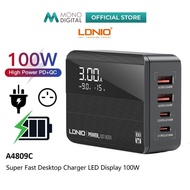 LDNIO A4808Q 65W / A4809C 100W  LED DISPLAY DESKTOP CHARGER PD SUPER FAST CHARGING DESKTOP CHARGER L