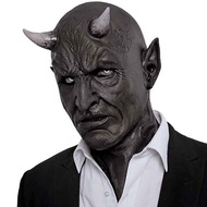 (SDRB) Halloween Party Costume Prop Ghostface Scary Latex Headset Devil Horn Mask Horror Devil Cospl
