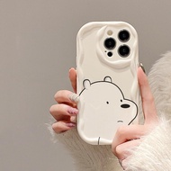 For iPhone 15 Pro Max 15 Pro 15 Plus 15 14 13 12 Pro Max 13 12 mini Cute White Line We Bare Bears Wave Cover Soft Phone Case