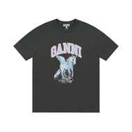 Loose Fit Short Sleeve Printed Black T-Shirt for Women - XS Size