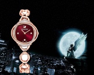 (Real Photo)Original Swarovski Womens Crystal Flower Rose Gold(RED) Watch Jam Tangan Wanita