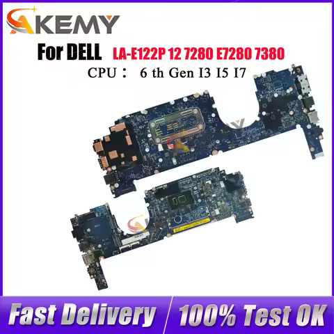 For Dell Latitude LA-E121P 7280 Laptop Motherboard LA-E122P with i5 i7 6/7th CPU 0R5YF6 0HP2CR 0Y044