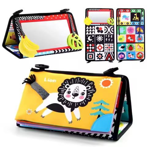 Black and White Baby Floor Mirror Tummy Time Sensory Toys 6-24 Months Baby Toys Montessori Toys Craw