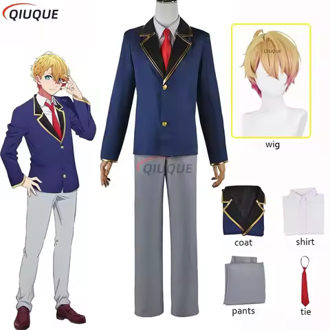 Anime Oshi No Ko Hoshino Akuamarin Cosplay Costume Uniform Aqua Wig Halloween Role Play Outfit Men W