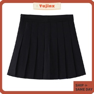 YUJINX Pleated Skirt, Black Plus Size High Waist Skirt, Preppy Style JK Uniform Skirt Women