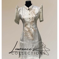 Filipiniana Dress Beige color Feather design