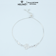 Lắc tay bạc nữ HELINO cỏ bốn lá may mắn đính đá bản dây rút V33