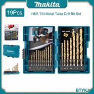 Makita 19Pcs HSS TiN Metal Twist Drill Bit Set D-67527 Coating Woodworking Metal Working Electric Drill Bits