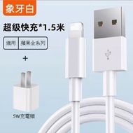 iphone 蘋果充電器 (象牙白-豆腐頭+充電線1.5米)