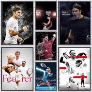 Tennis R-Roger Federer Painting Calligraphy Frameless Canvas Poster Wall Art Perfect For Hallway Hom