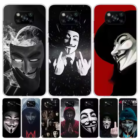 Anonymous V Mask Case Phone Cover for Xiaomi Redmi Note 10 9 9S 8 8T 7 5 Pro Mi 12T 11T 10T 9T 12 11