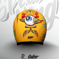 日本 虹彩屋 × Gallop- SPEED KING 復古安全帽 黃色