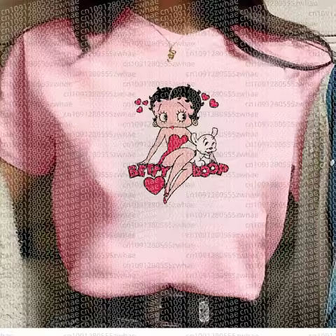 New Betty Boop Cotton T-shirt Women's Pattern Japanese Street Wear T-shirt Women's Durable Casual Co