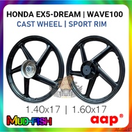 ORIGINAL AAP CAST RIM / SPORT RIM 5L FOR EX5 DREAM | WAVE100 - 140X17 / 160X17 (BLACK)