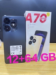 infinix itel A70 Ram 12 +128 GB, layar 6,6 inci charger tipe C  ,GARANSI RESMI 1 TAHUN TERDAFTAR KEM