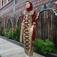 SETELAN SET BATIK SONGKET KURUNG PALEMBANG MAROON KEBAYA MODERN MEWAH ELEGAN KEKINIAN