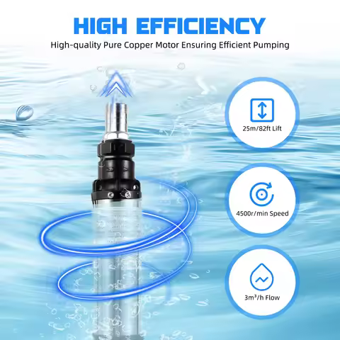 Deep Well Submersible Pump 320W Electric Solar Powered Water Pump, Farm Ranch Irrigation Submersible