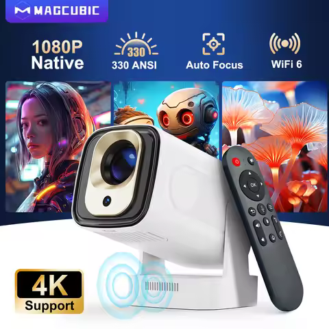 Magcubic HY310 Mini Projector for Outdoor Movies Auto Focus 1080P 330ANSI Android 11 WiFi6 BT5.4 4K 