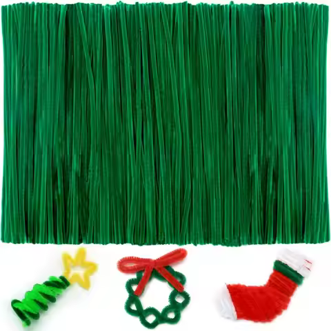 100/200/300 Pieces Green Pipe Cleaners, Christmas Craft Pipe Cleaners, Pipe Cleaners Chenille Stem, 