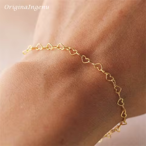 14K Gold Filled Heart Chain Bracelet Minimal Bracelet Handmade Jewelry Tarnish Resistant Jewelry Hyp
