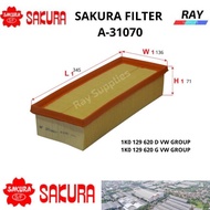 SAKURA AIR FILTER A31070 1K0 129 620 D, 1K0 129 620 G, 1K0 129 620 F, 3C0 129 620 A, 5C0 129 620,AUD