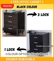 3 Tier Office Cabinet 3 Tier Drawer Cabinet Removable 3 Lock Drawer File Cabinet Storage - ROYALS -