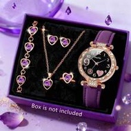 6/5pcs Girls' Exquisite And Fashionable Fireworks Heart-Shaped Patterned Dial Quartz Watch, Suitable