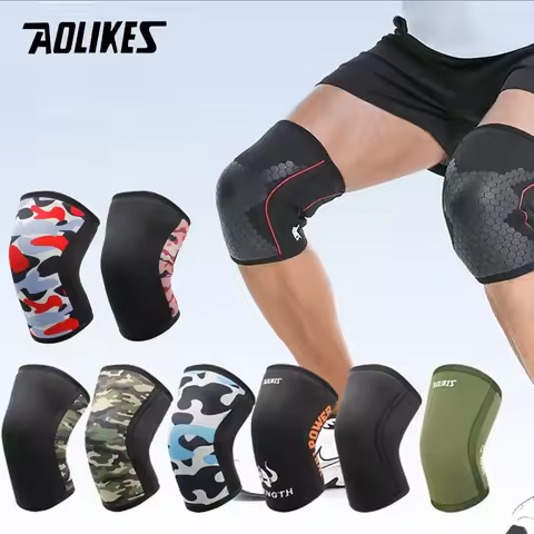 AOLIKES 7mm Compression Knee Sleeves for Weightlifting Support, Powerlifting Strength, Heavy Squats,