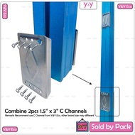 Y&Y Eco 1.5" x 3" C Channel Clamp Bracket Besi Zinc Plated + Self Drilling Screws Pengikat C Channel
